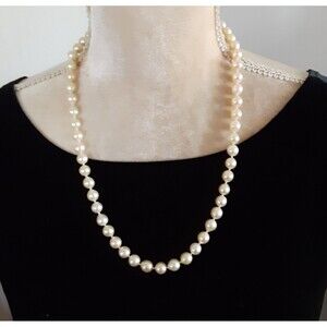 20" classic string faux pearls necklace no closure cream tone nice weight
